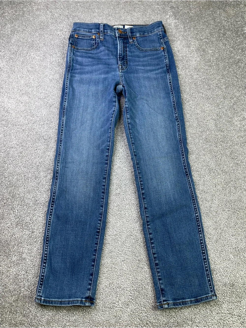 J.Crew Vintage Straight Jeans Women Size 24 Light Wash Mid Rise Stretch Denim
